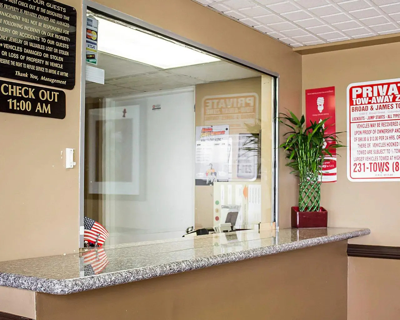 Front desk area at Wilson Motel